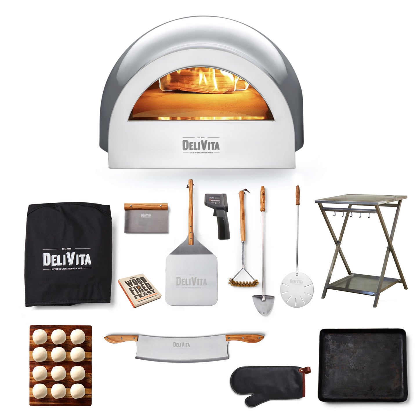 Delivita Deluxe Complete Wood Fired Pizza Oven Bundle