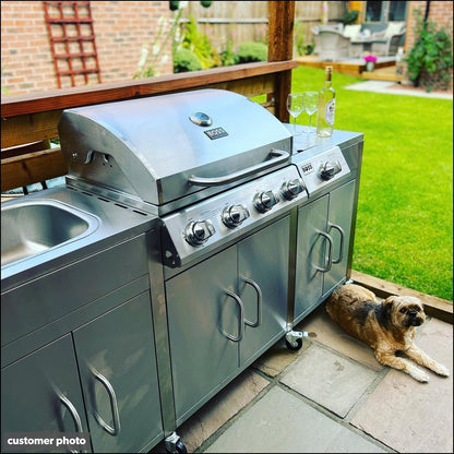 Cabinologist Texas Premium Outdoor Kitchen - 4 Burner Gas BBQ Grill with Side Burner - Stainless Steel