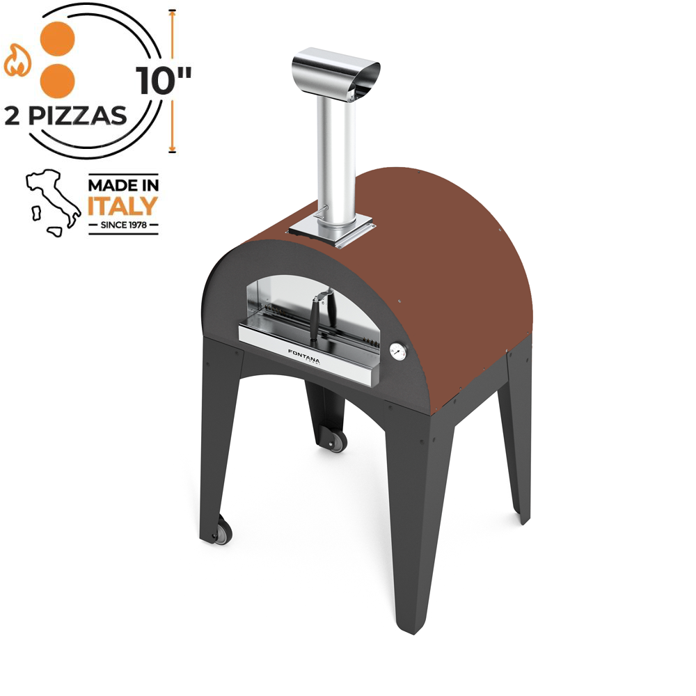 Fontana - Lorenzo Rosso Build In Wood Burning Pizza Oven With Trolley