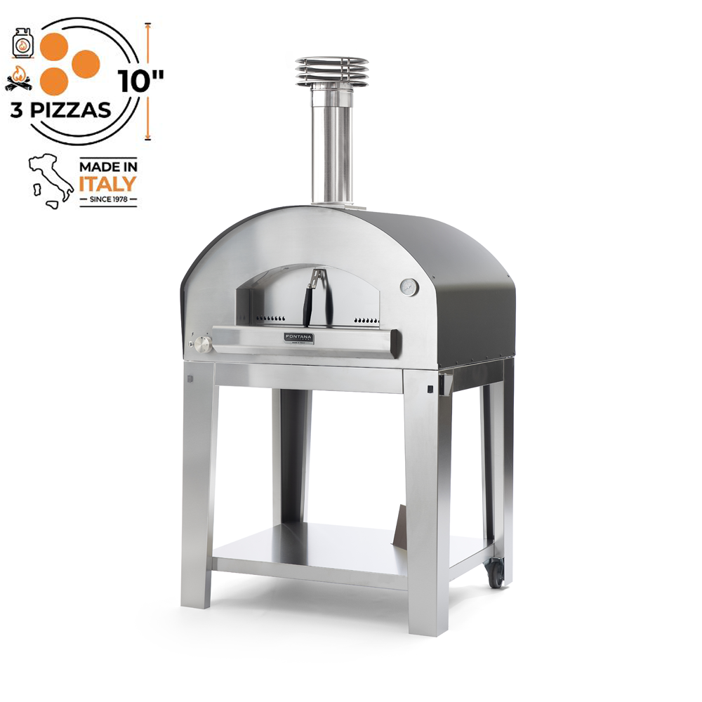 Fontana Forni - Mangiafuoco Gas & Wood (Dual Fuel) Pizza Oven With Trolley