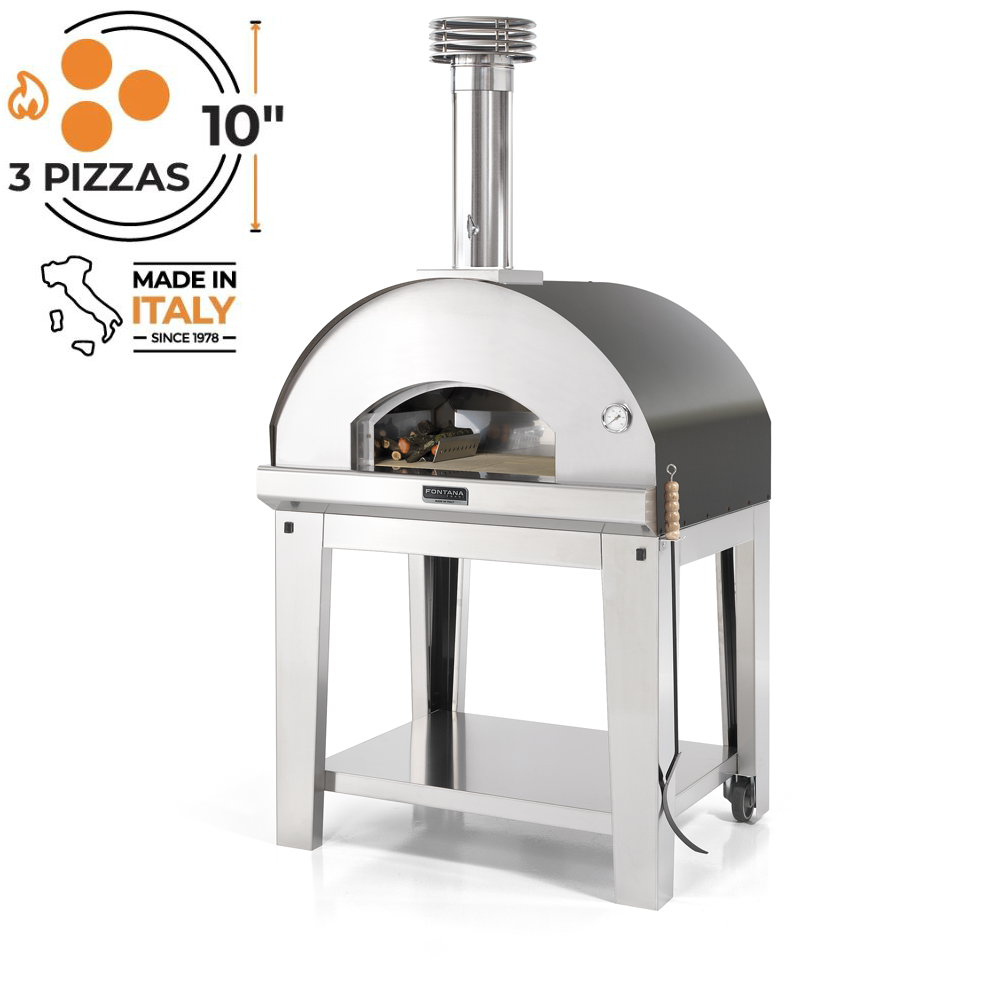 Fontana Mangiafuoco Wood Burning Pizza Oven With Trolley In Anthracite