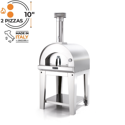 Fontana - Margherita Wood Burning Pizza Oven With Trolley In Stainless Steel