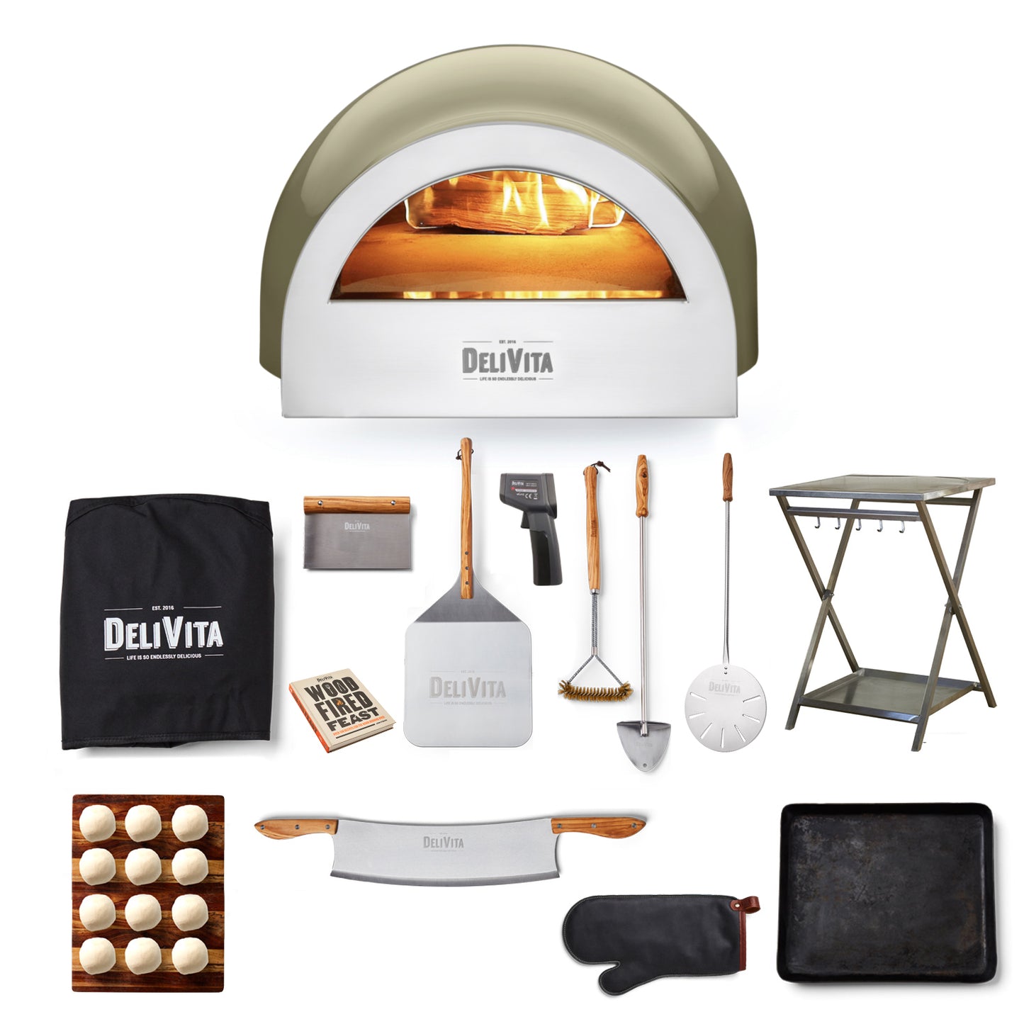 Delivita Deluxe Complete Wood Fired Pizza Oven Bundle