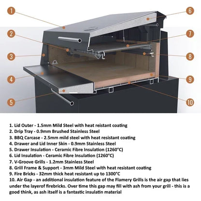 Flamery Large Asado BBQ with 50/50 Split Grill