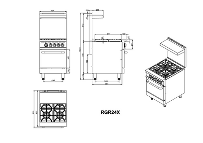 Infernus 4 Burner Range Oven with Splashback