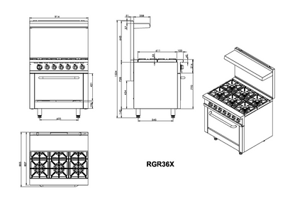 Infernus 6 Burner Range Oven with Splashback